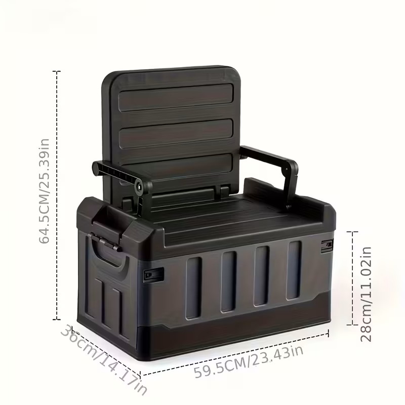 Foldable Camping Stool with Backrest & Storage Bag