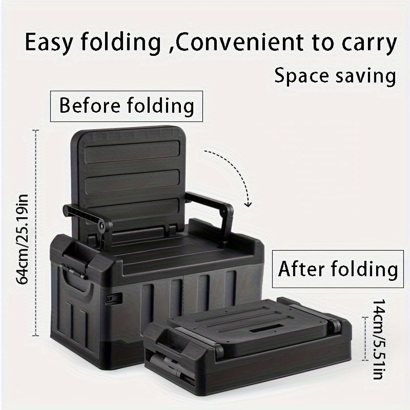Foldable Camping Stool with Backrest & Storage Bag