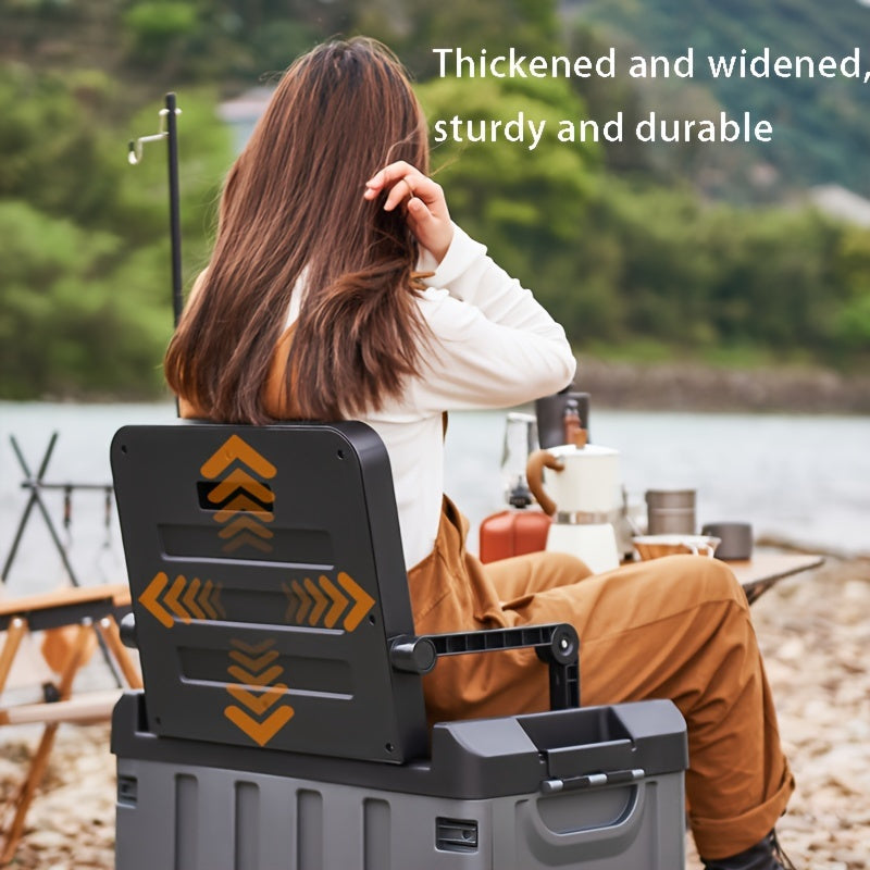 Foldable Camping Stool with Backrest & Storage Bag