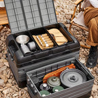Foldable Camping Stool with Backrest & Storage Bag