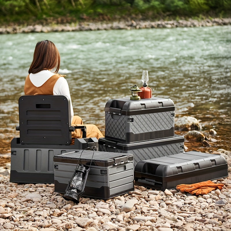 Foldable Camping Stool with Backrest & Storage Bag