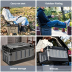 Foldable Camping Stool with Backrest & Storage Bag
