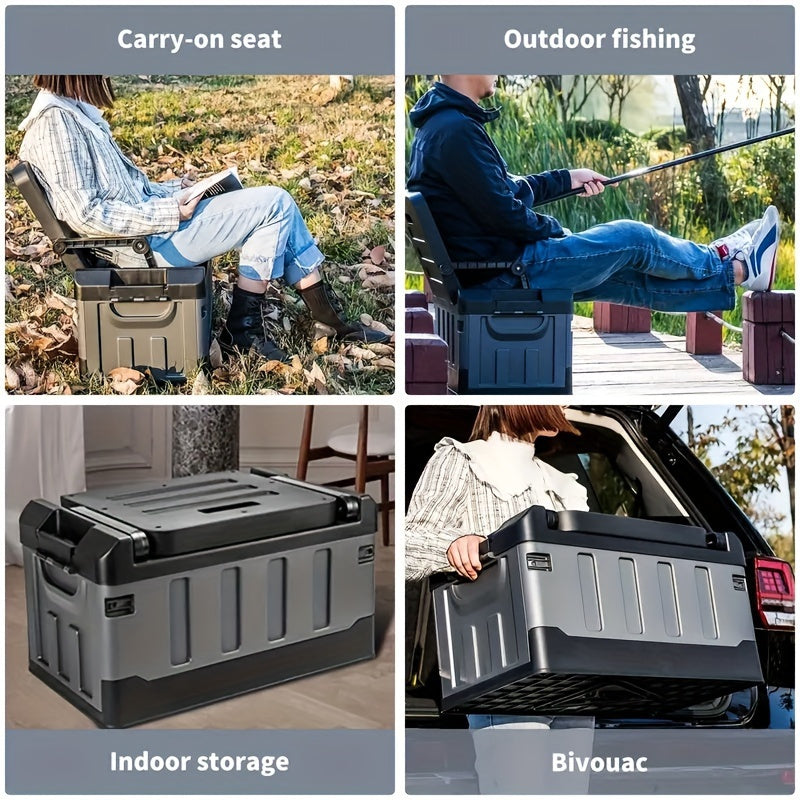 Foldable Camping Stool with Backrest & Storage Bag