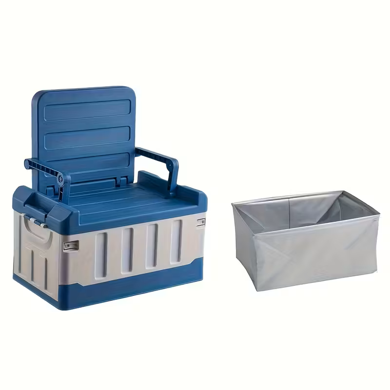 Foldable Camping Stool with Backrest & Storage Bag