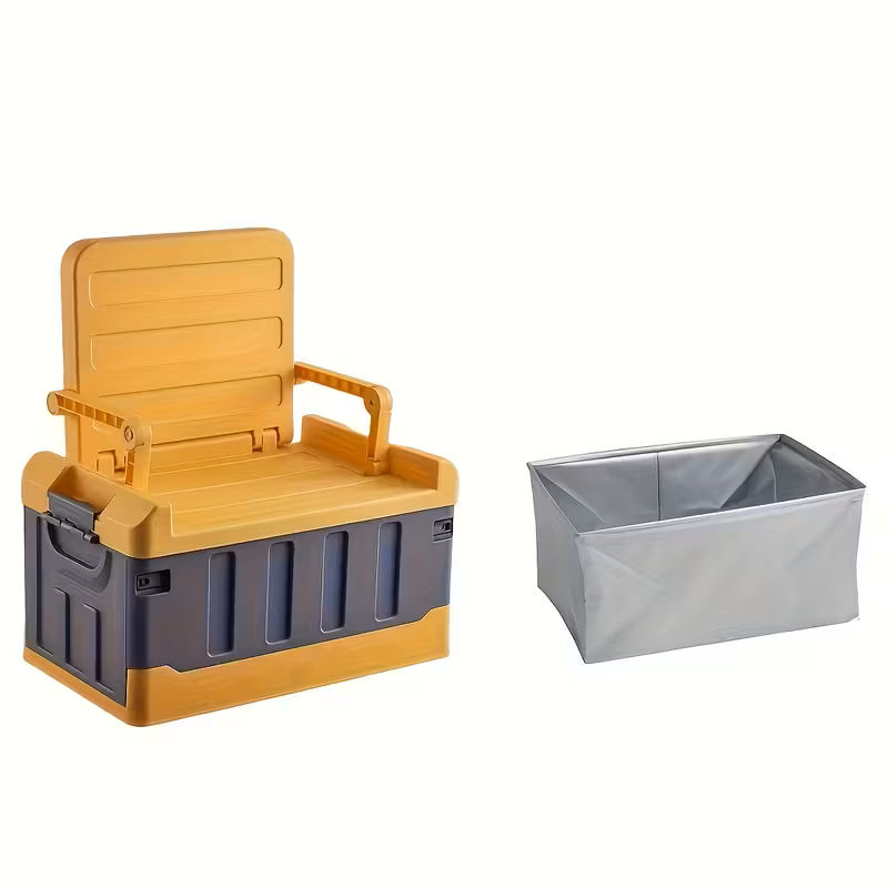 Foldable Camping Stool with Backrest & Storage Bag