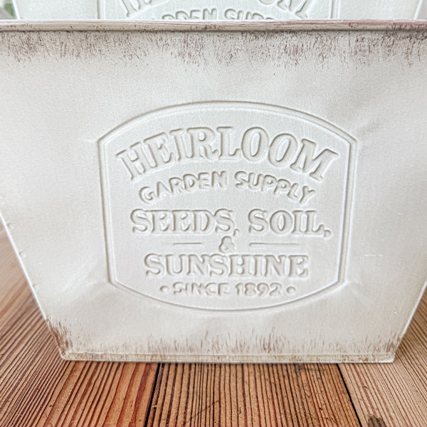 Vintage Inspired Heirloom Garden Metal Planters, Set of Three